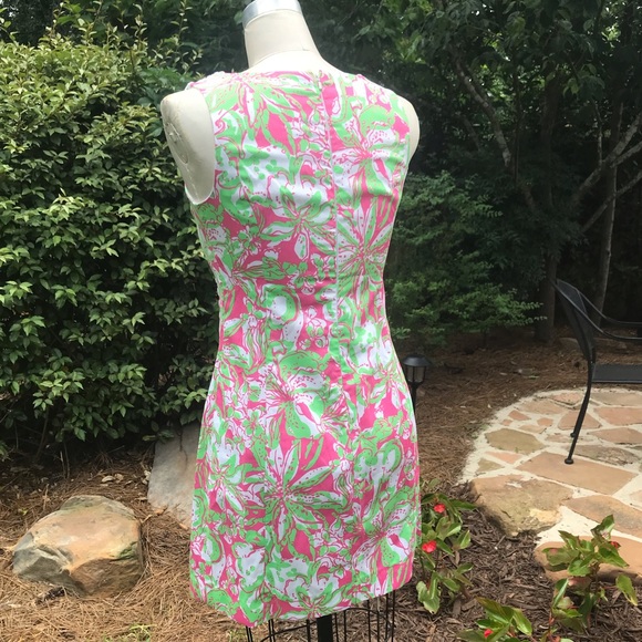 LILY PULITZER pink & green sheath dress sz 6 - Picture 5 of 13